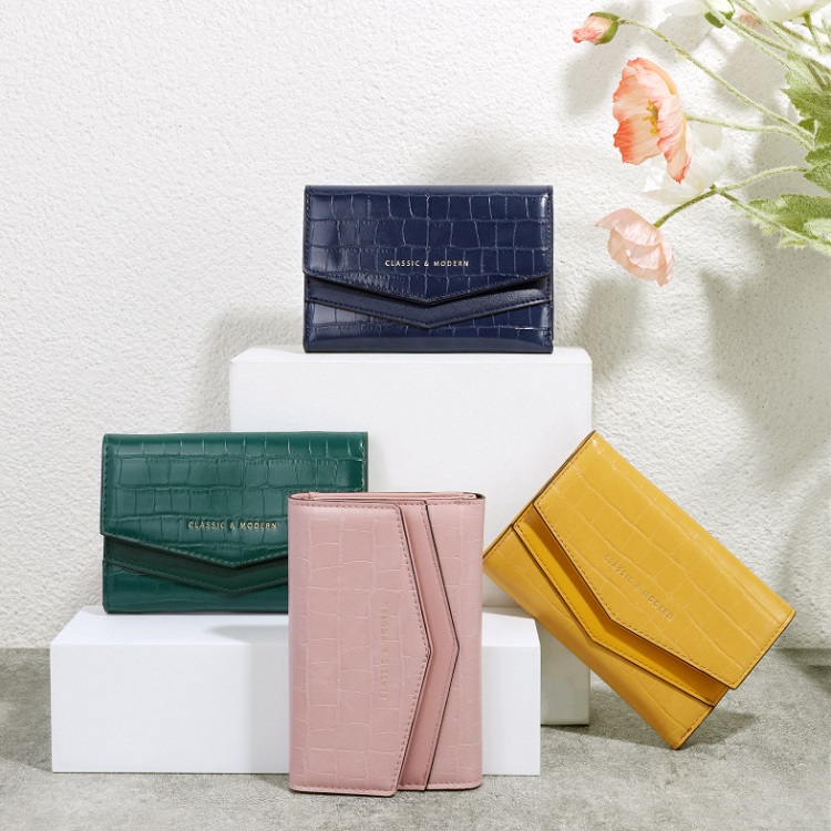 2021 Trendy Portable Ladies Fold Over Coin Purse Leather Short Wallet Cluth Purse Card Holder Cluth (图5)