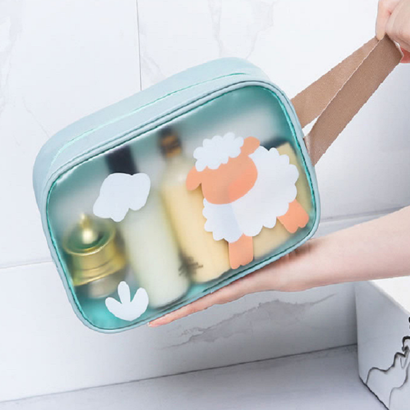 2021 Wholesale Makeup Cute Printed Clear Transparent Portable Travel Zipper pvc Small Cosmetic Bag(图1)