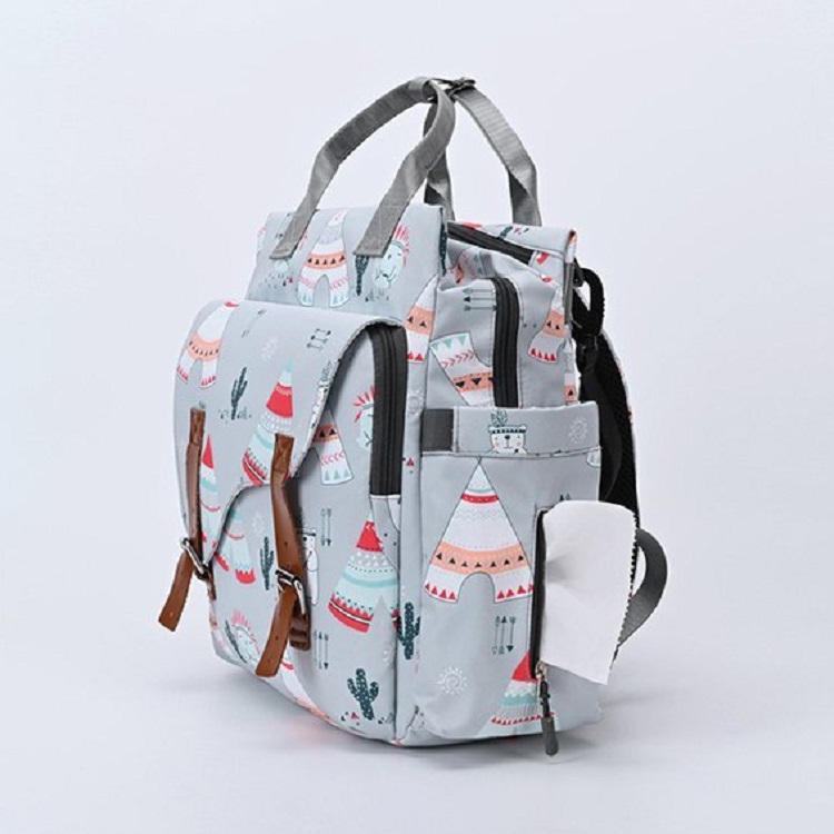 Custom Multifunctional Baby Mom Travel Backpack Waterproof Nappy Changing  Mommy Diaper Backpack Bag(图4)