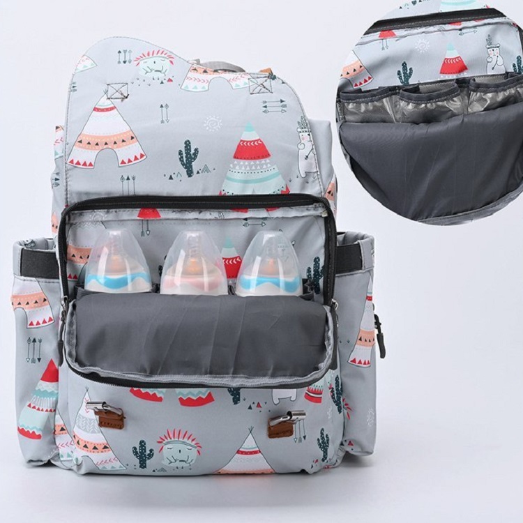 Custom Multifunctional Baby Mom Travel Backpack Waterproof Nappy Changing  Mommy Diaper Backpack Bag(图3)