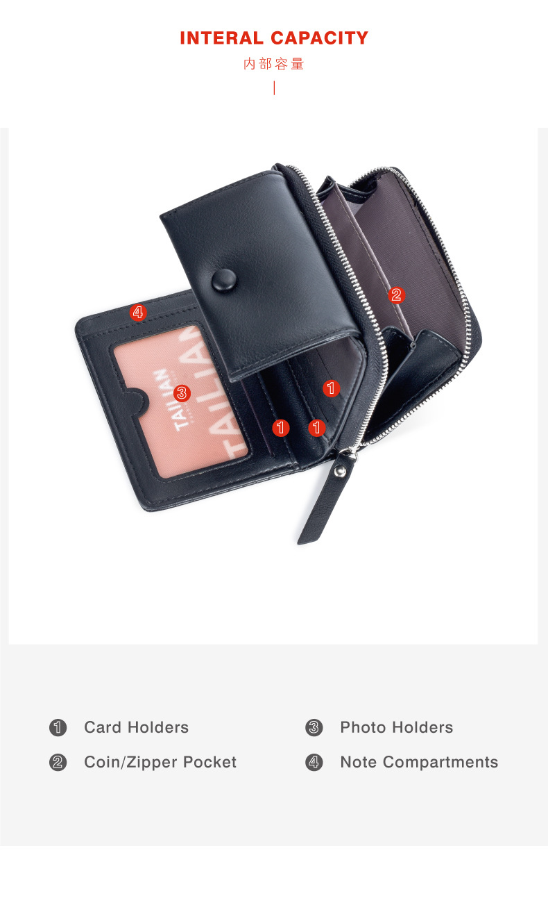 New All-match Custom Coin Purse Wallet Multi-card Buckle Short Zipper Womens 2021Travel Wallet(图3)