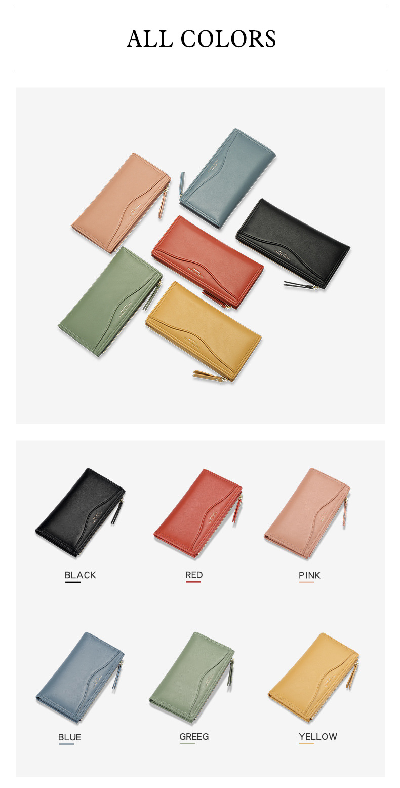Women Female Purse Leather Wallet Long Coin Card Holder Multifunction Zipper Fashionable(图4)