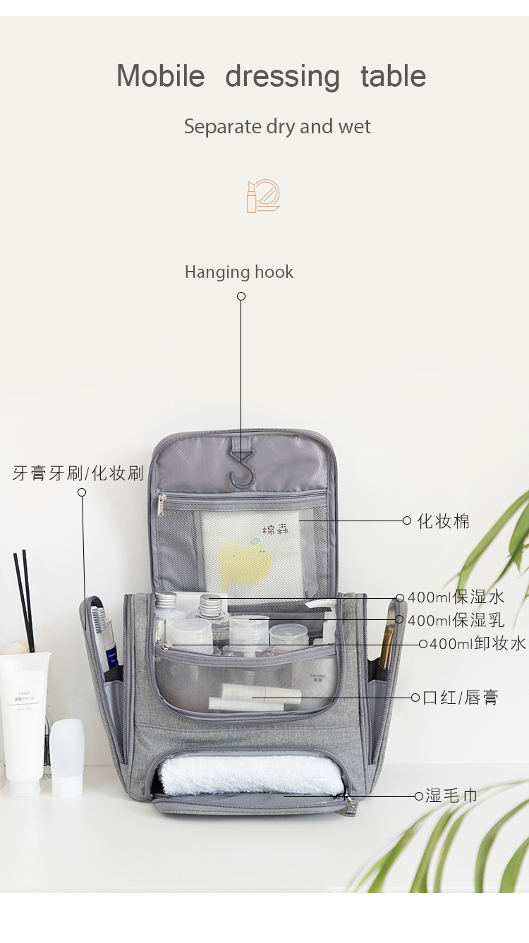 Custom Cosmetic Bag Waterproof Travel Storage Case For Cosmetics Brushes Boxes Makeup Bag(图3)