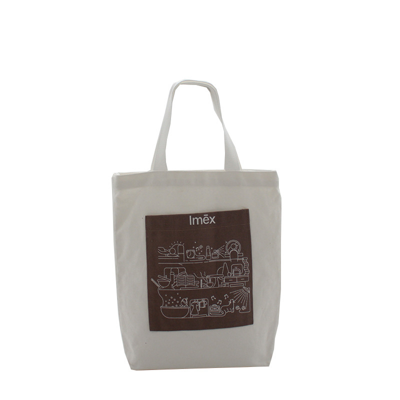 Custom Private Label Printed Logo Cotton Tote Bags Recycled Reusable White Canvas Tote Shopping Bag(图5)