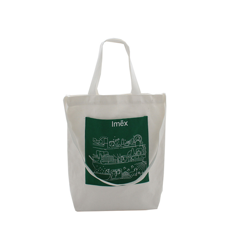 Custom Private Label Printed Logo Cotton Tote Bags Recycled Reusable White Canvas Tote Shopping Bag(图1)