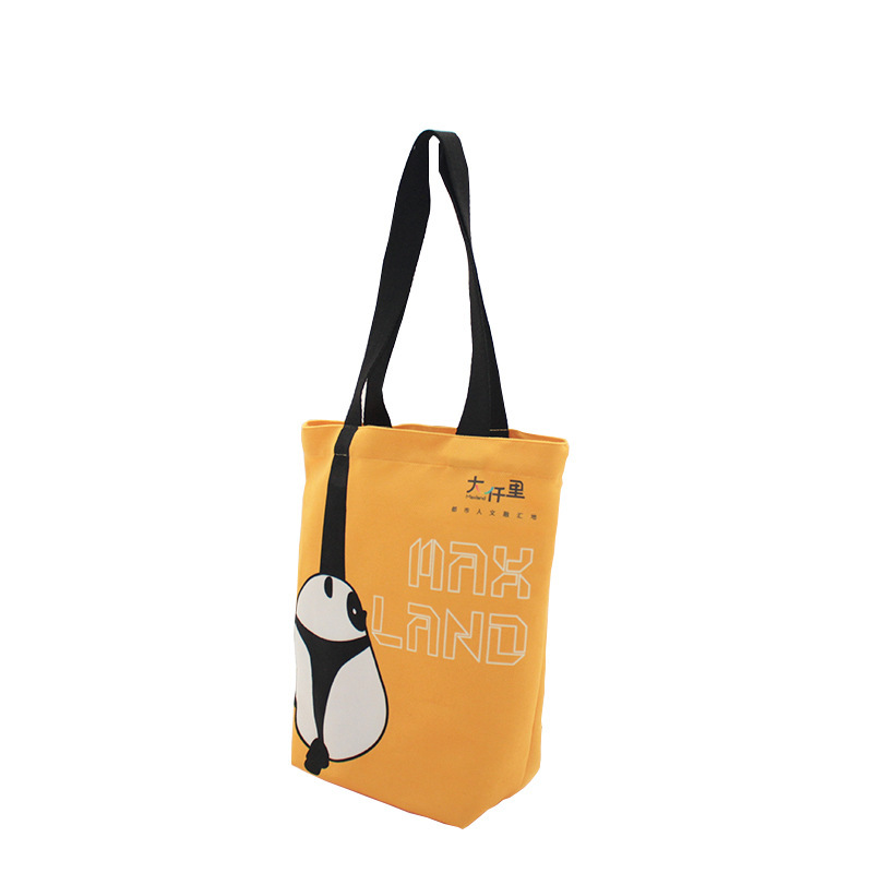 OEM Wholesale Customized Logo Printing Cartoon Tote Shopping Bag Canvas Bag Yellow Bag With Logo(图2)