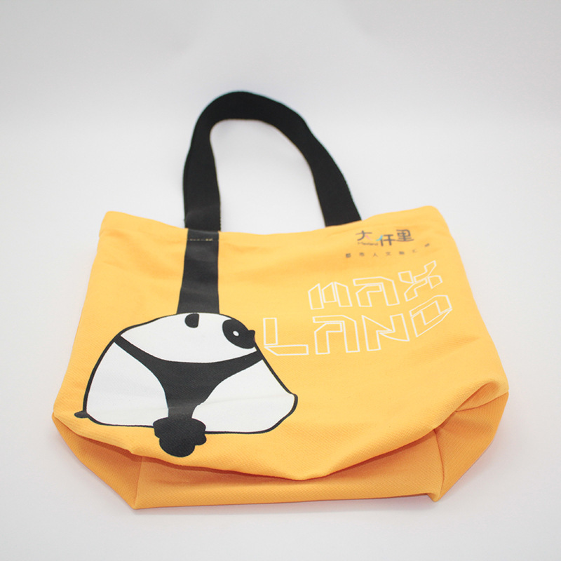 OEM Wholesale Customized Logo Printing Cartoon Tote Shopping Bag Canvas Bag Yellow Bag With Logo(图4)