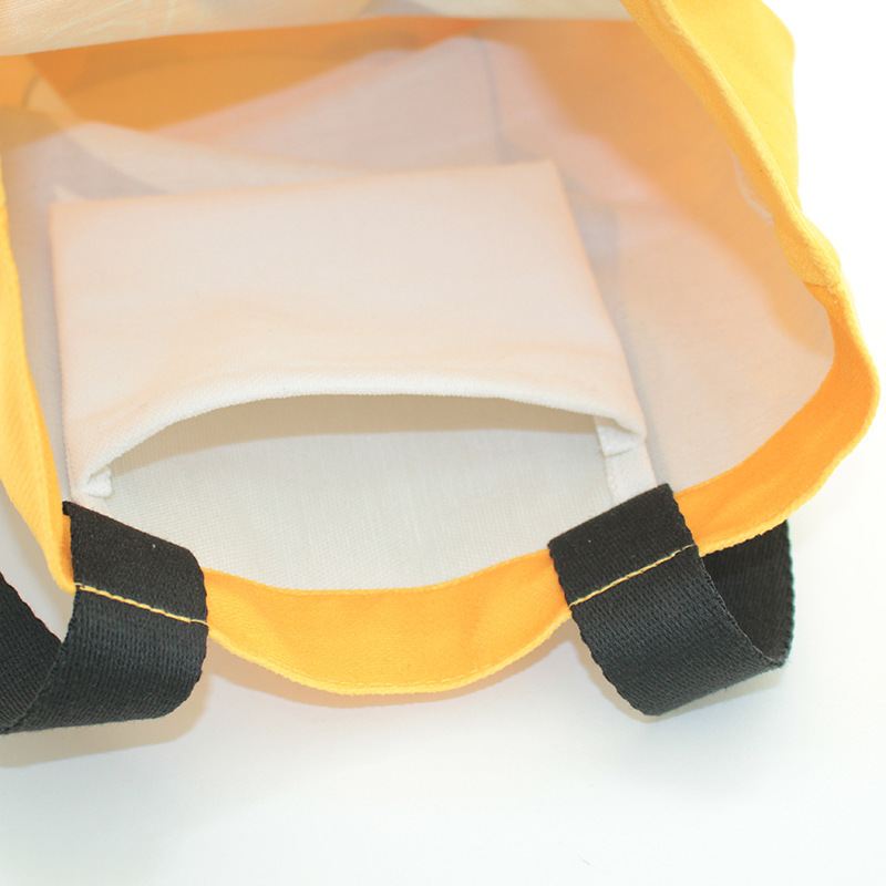 OEM Wholesale Customized Logo Printing Cartoon Tote Shopping Bag Canvas Bag Yellow Bag With Logo(图5)