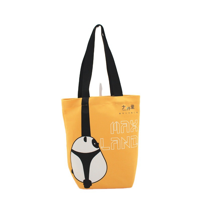 OEM Wholesale Customized Logo Printing Cartoon Tote Shopping Bag Canvas Bag Yellow Bag With Logo(图1)