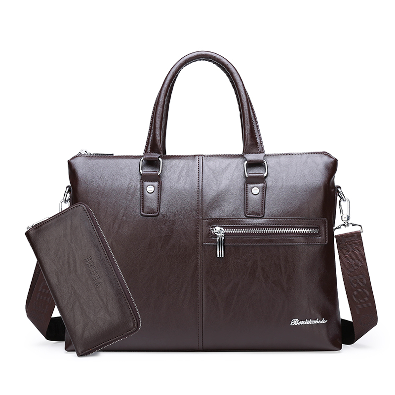 Fashion Business Casual Waterproof PU leather Handbag Crossbody Shoulder Laptop bag Men Briefcase(图14)